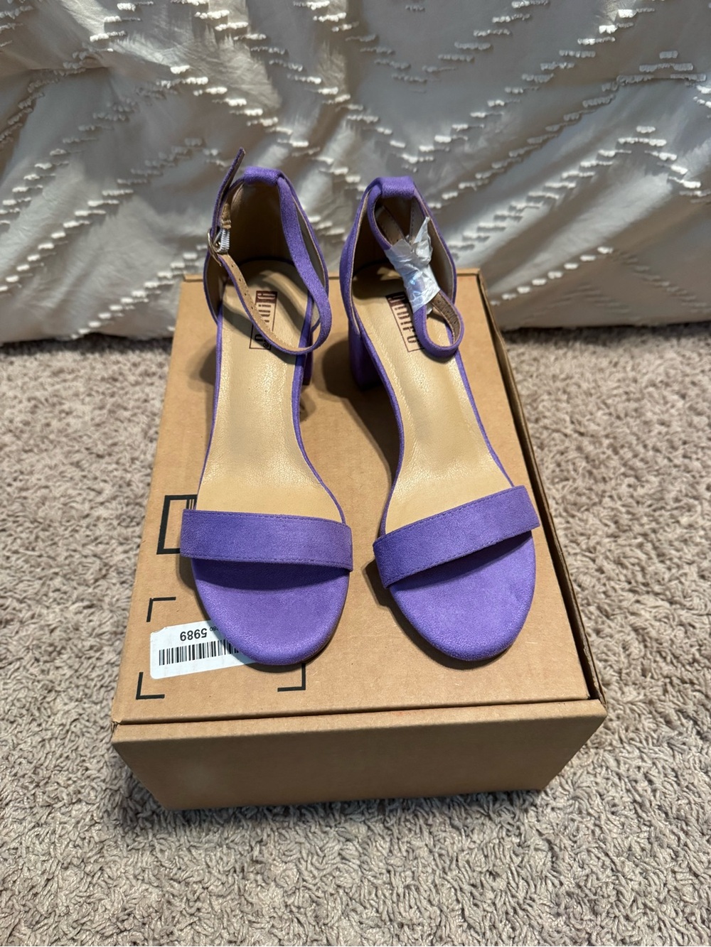 IDIFU Purple Open-Toe Block Heel Sandals with Ankle Strap